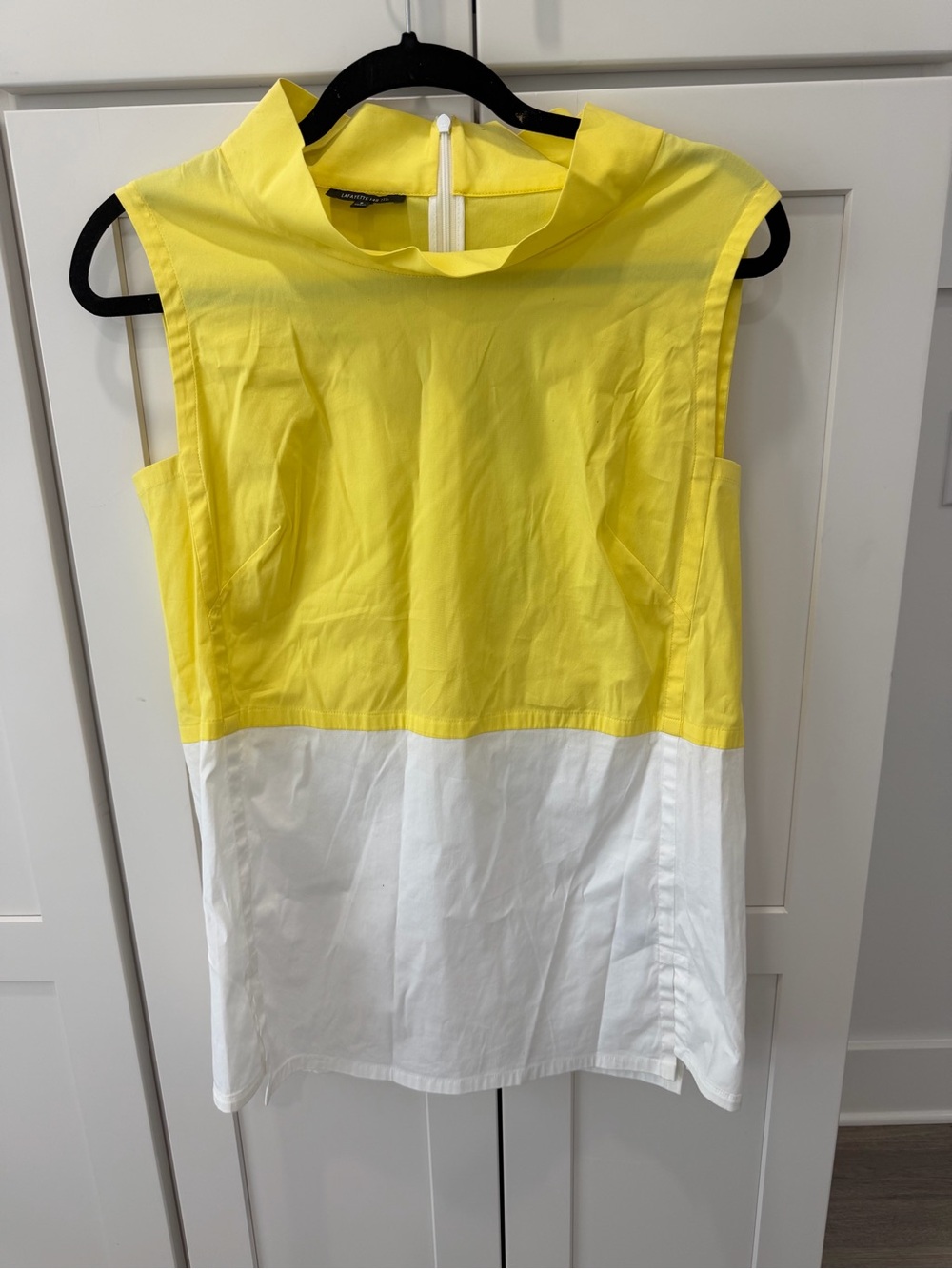 Lafayette 148 New York Yellow and White Colorblock Sleeveless Top